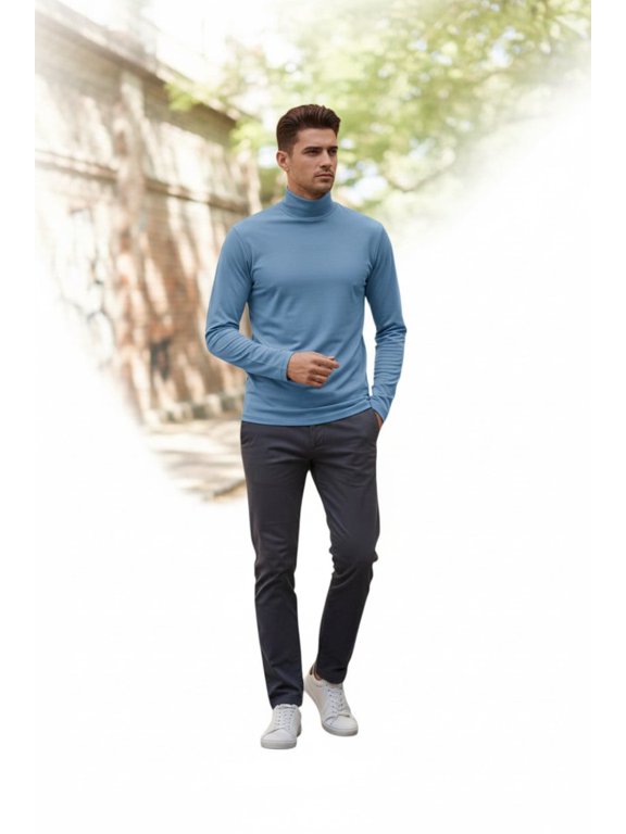 Fitted Turtleneck, Polyester Spandex Blend Sweater (Men's)