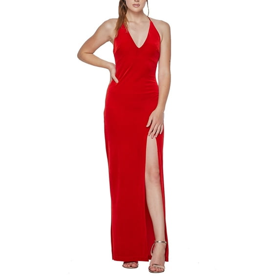 Fitted Velvet Deep V-Neck With Slit Formal Long Bridesmaid Dress