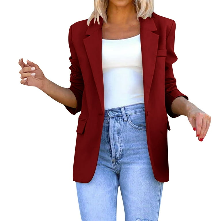 Women's fitted burgundy sale blazer