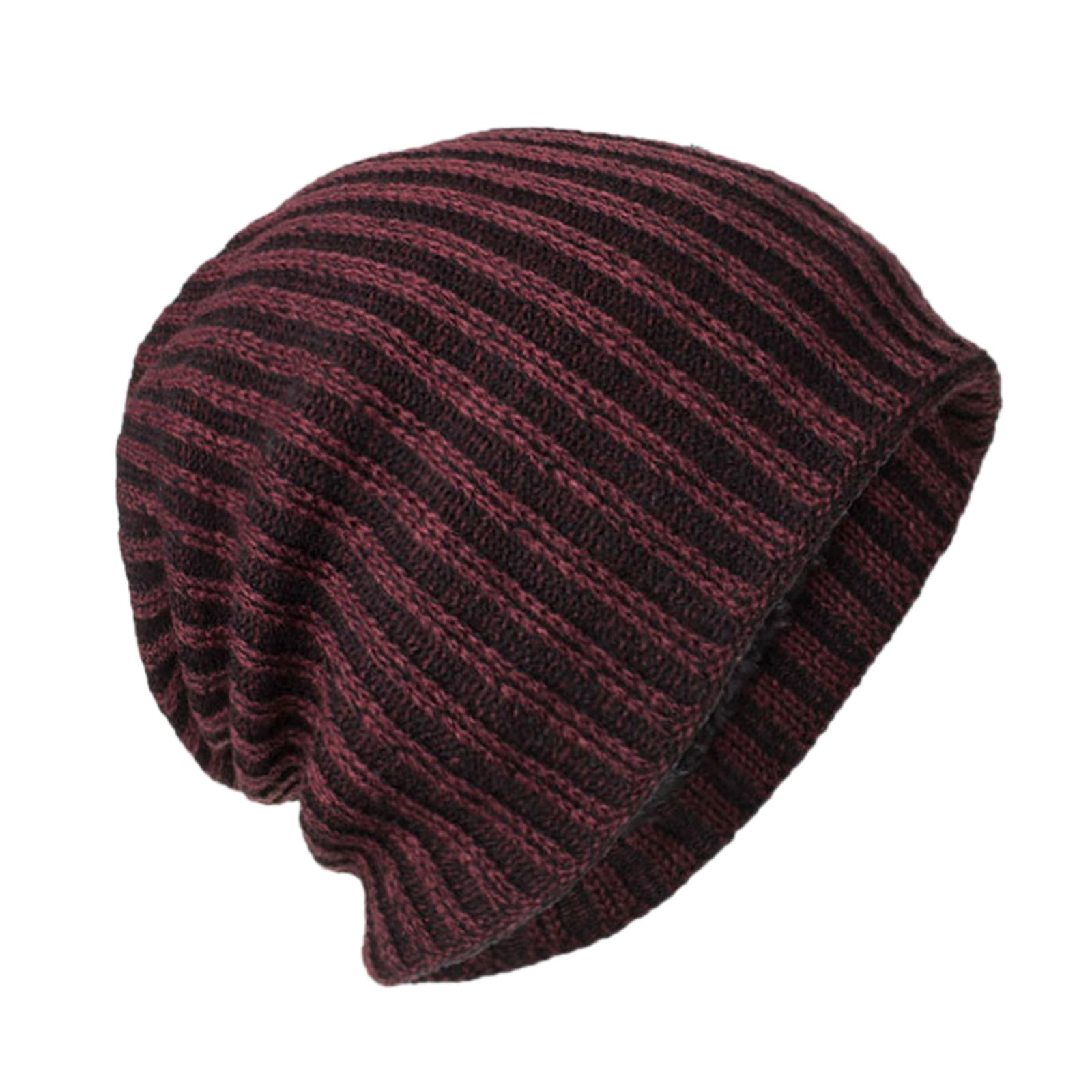 Fitted Work Hats for Men Stripe Hat Winter Plus Velvet Hat Outdoor