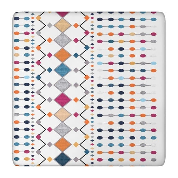 Fitted hem bohemian style tablecloth with floral print, suitable for square outdoor dining and kitchen tables