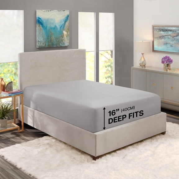 Fitted sheet Full Size 16” Deep Pocket Easy Care Breathable Elastic Bed Sheets