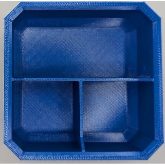 Fitter Critter Slim Low Profile Bins / Organizers / Dividers / Small Parts Tray for Milwaukee Packout BLUE, 3 COMPARTMENT T SQUARE