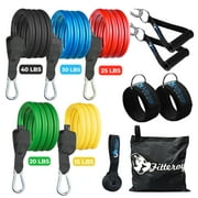 Fitteroy Home Gym Workout Resistance Bands Set - 5 Stackable Bands, Premium Exercise Handles, Ankle Straps, Door Anchor