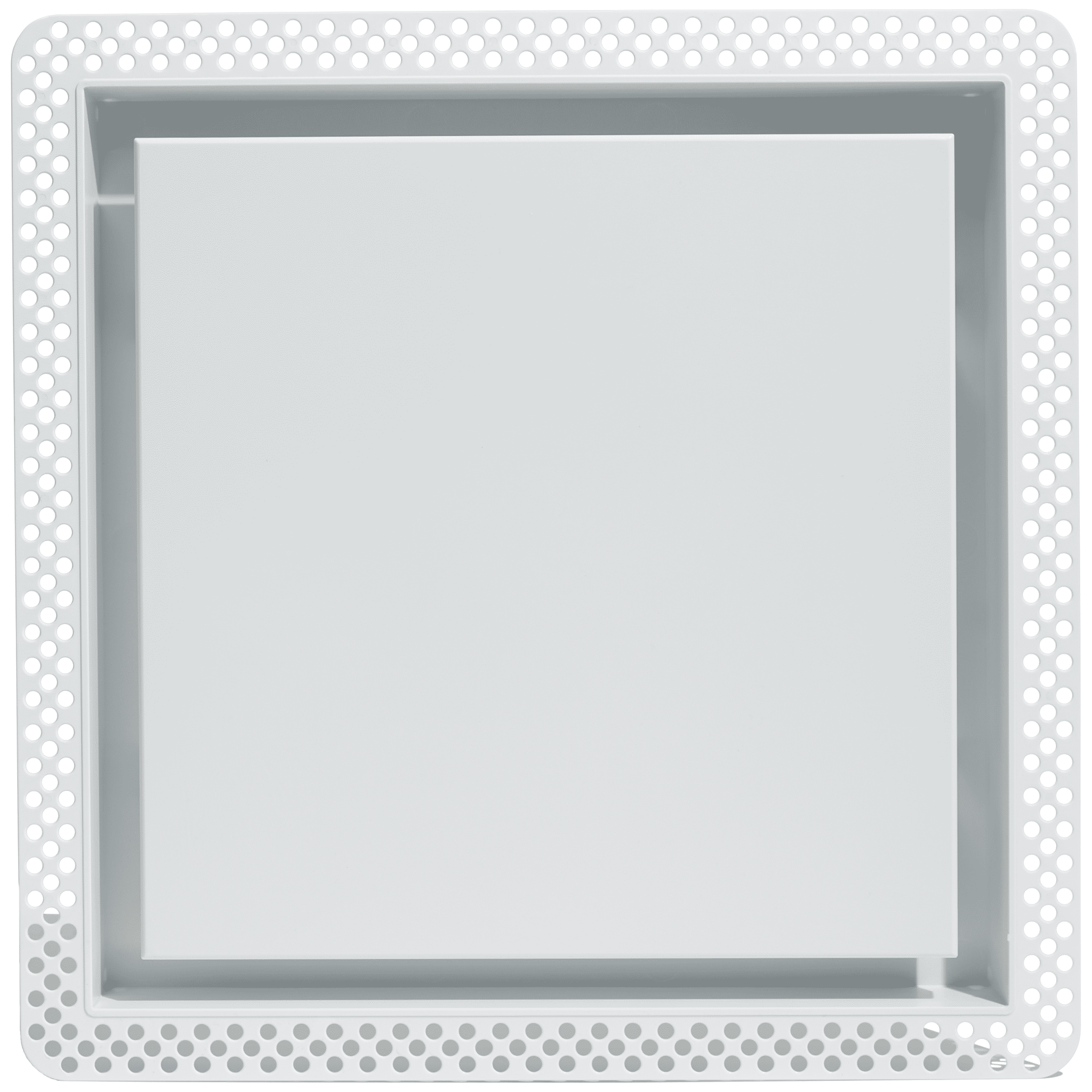 Fittes Flush Exhaust Mount [Lite], Minimalist ABS Plastic Bathroom Ventilation Fan Upgrade Cover for Wall or Ceiling, Pro Install, – 14"x14" – Cotton White