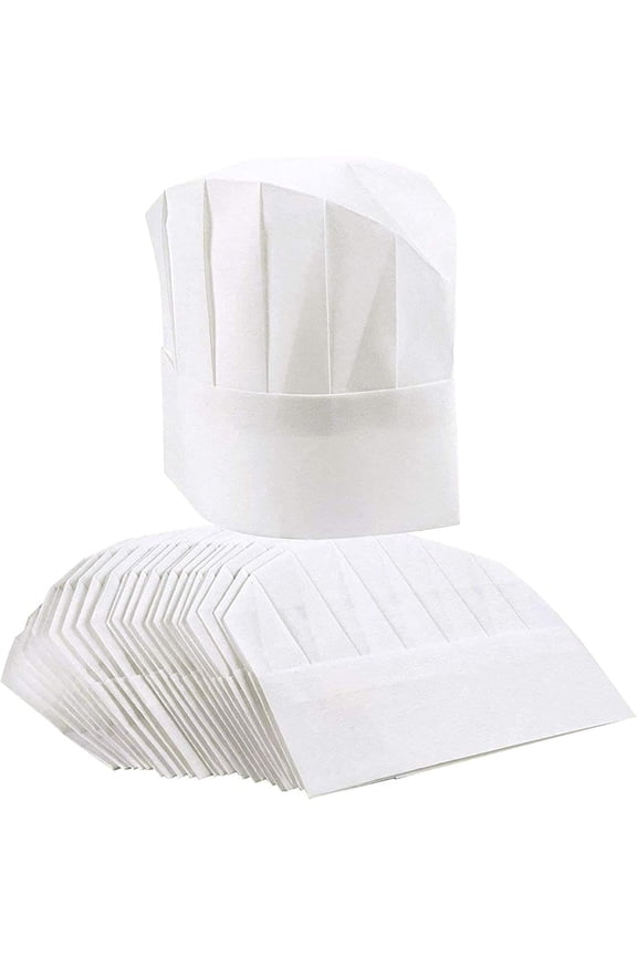 40 Pack Chef Hats for Kids, Adults - Bulk Adjustable Disposable Bakery Hats for Cooking, Baking, Pizza Party, Hibachi Party Decorations (White)