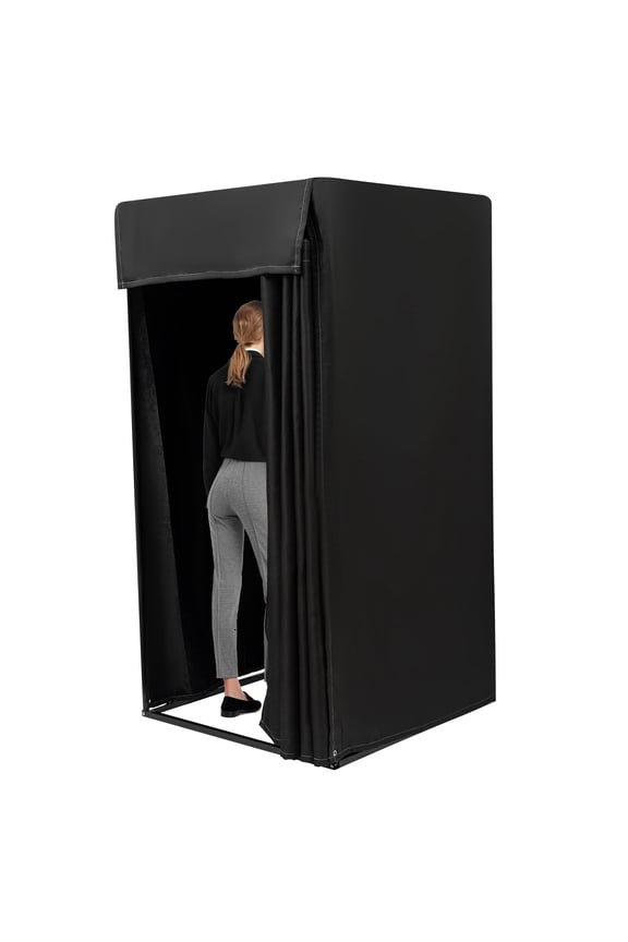 Fitting Room, Clothing Store Fitting Room for Boutique, Movable Changing Room with Shading Curtain Hook Up, Temporary Privacy Space for Office Bar Party Pool (Black)