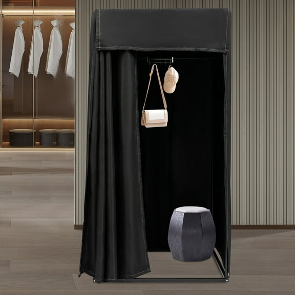 Fitting Room, Portable Dressing Room, Movable Changing Room Black 3.28*3.28*6.56ft