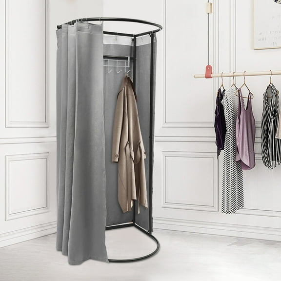 33.4*31.4*78.7in Fitting Room with Grey Shading Curtain, Portable Clothing Store Dressing Room