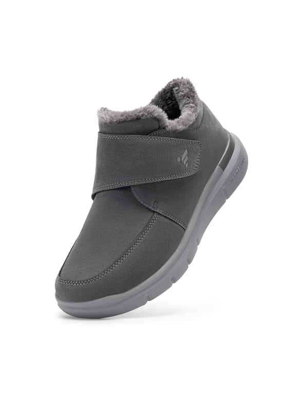 Extra Wide Winter Diabetic Shoes for Men - Adjustable Hook and Loop Strap with Fleece Lining, Easy on & off