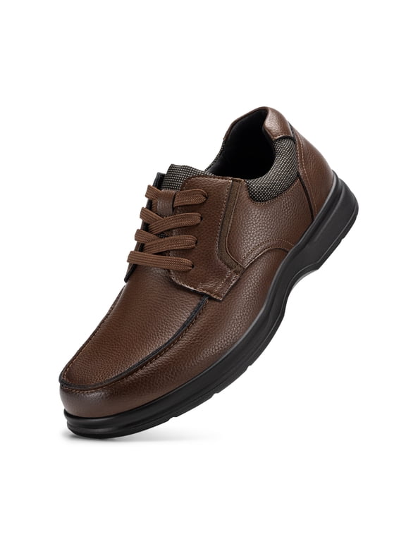 Men's Casual Business Oxfords Leather Shoes Wide Fit Lightweight Slip-On Dress Shoes for Men 9 Extra Wide