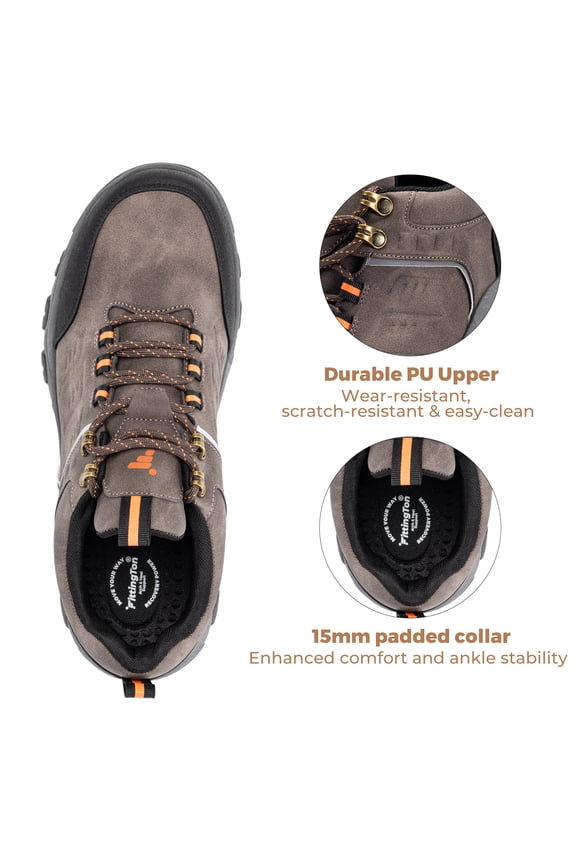 Men's Hiking Shoes Trekking Trails Outdoor Sneakers Walking Shoes with Arch Support, Reflective Safety Feature