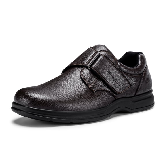Fittington Men's Wide Width Casual Business Leather Shoes, Diabetic Shoes with Arch Support, Slip-Resistant
