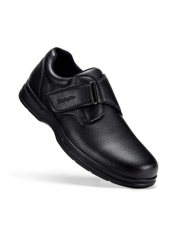 Men's Wide Width Business Casual Dress Shoes - Diabetic Shoes Adjustable Straps Formal Shoes with Arch Support, Slip-Resistant