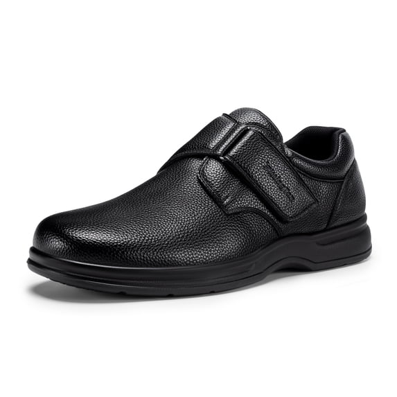 Fittington Men's Wide Width Casual Business Leather Shoes, Diabetic Shoes with Arch Support, Slip-Resistant