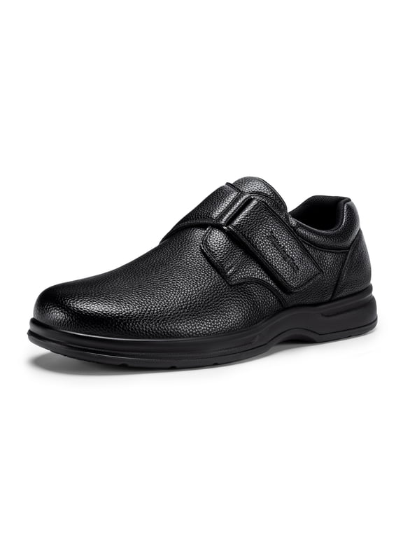 Men's Wide Width Casual Business Leather Shoes, Diabetic Shoes with Arch Support, Slip-Resistant