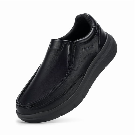 Fittington Men's Wide Width Slip On Dress Shoes Water-Resistant Lightweight Casual Business Oxfords Leather Shoes 10.5 Wide