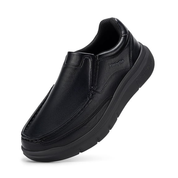 Fittington Men's Wide Width Slip On Dress Shoes Water-Resistant Lightweight Casual Business Oxfords Leather Shoes 10.5 Wide