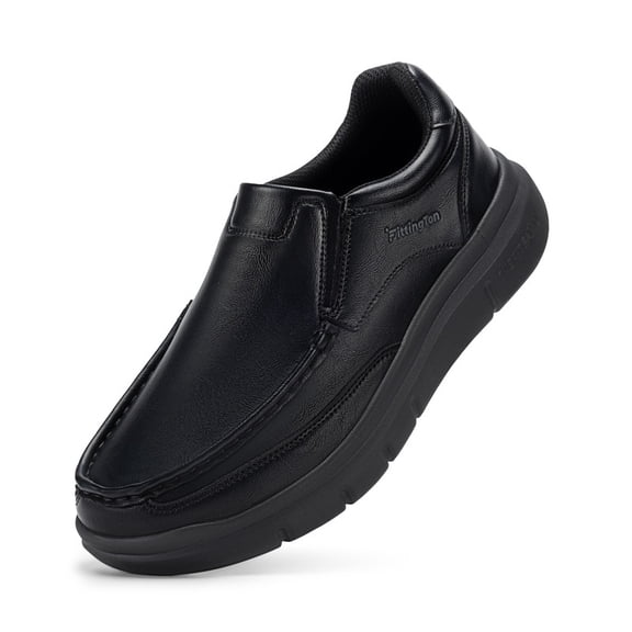 Fittington Men's Wide Width Slip On Dress Shoes Water-Resistant Lightweight Casual Business Oxfords Leather Shoes 10.5 Wide