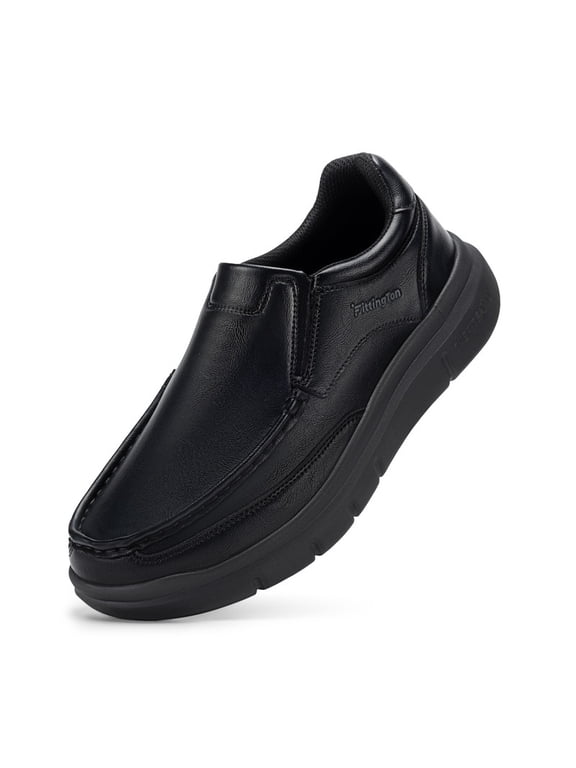 Men's Wide Width Slip On Dress Shoes Water-Resistant Lightweight Casual Business Oxfords Leather Shoes 10.5 Wide