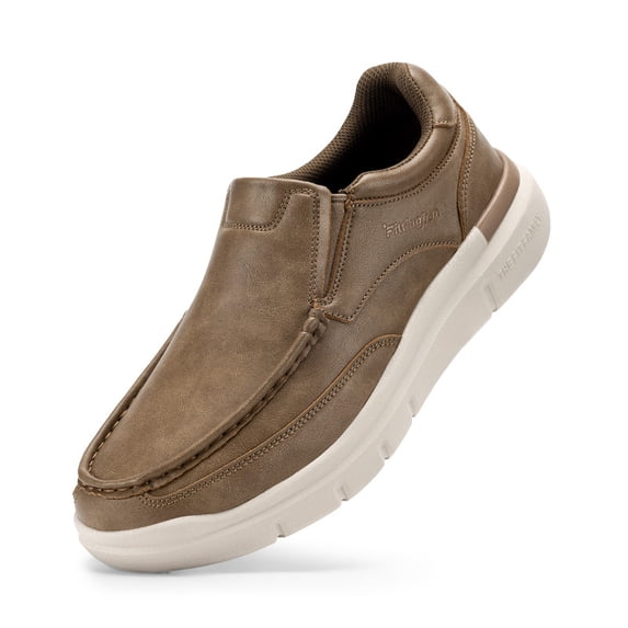 Fittington Men's Wide Width Slip On Dress Shoes Water-Resistant Lightweight Casual Business Oxfords Leather Shoes 11 Extra Wide