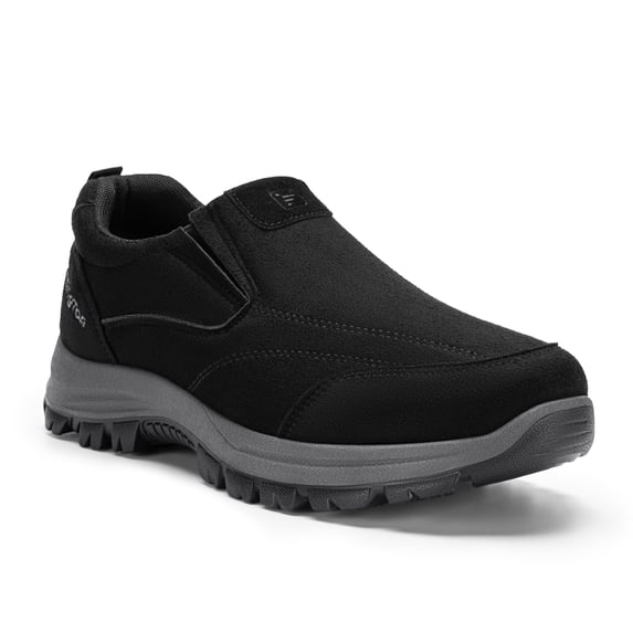 Fittington Mens Slip on Hiking Shoes Men's Walking Shoes Outdoor Trekking Loafer, Black