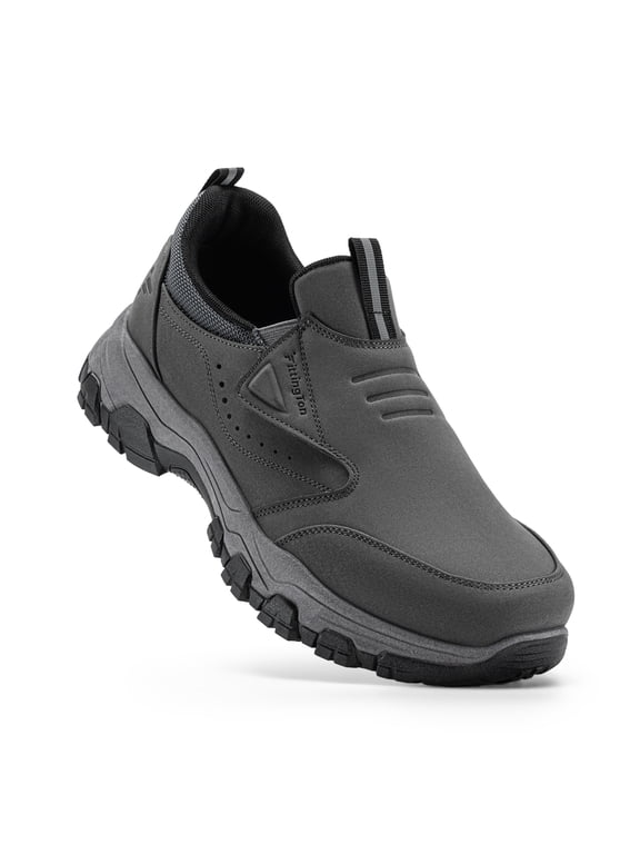 Slip on Shoes for Men Hiking Walking Shoes Trekking Loafer with Arch Support, Dark Gray-Size 8
