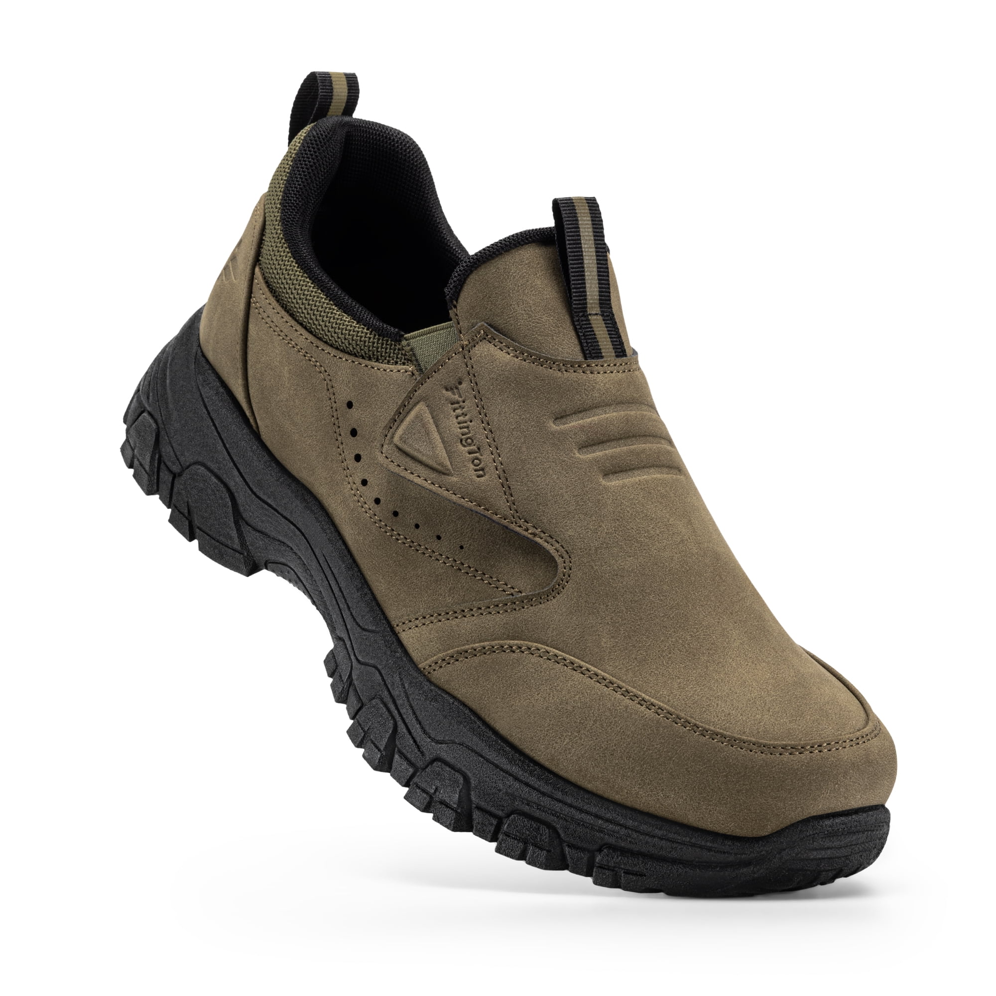 Fittington Slip on Shoes for Men Hiking Walking Shoes Trekking Loafer with Arch Support, Light Brown-Size 12