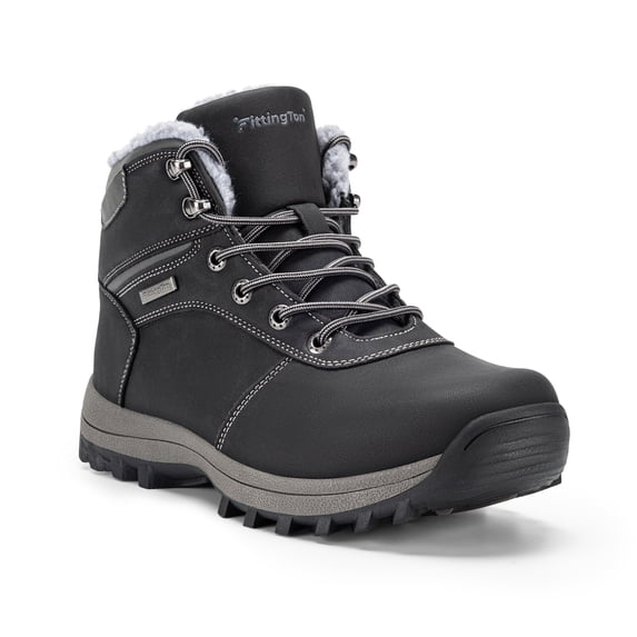 Fittington Mens Wide Snow Boots Slip-Resistant Winter Boots Warm Shoes for Outdoor Hiking (Black,10.5 Wide)