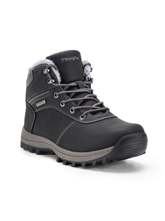 Mens Wide Snow Boots Slip-Resistant Winter Boots Warm Shoes for Outdoor Hiking (Black,10.5 Wide)