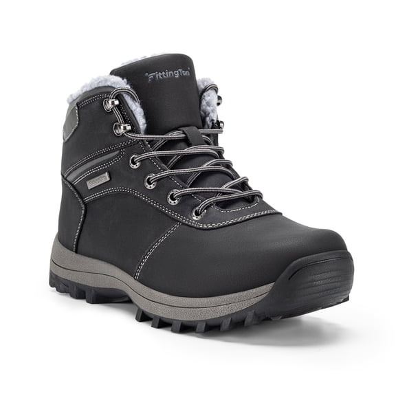 Fittington Mens Wide Snow Boots Slip-Resistant Winter Boots Warm Shoes for Outdoor Hiking (Black,10 Wide)