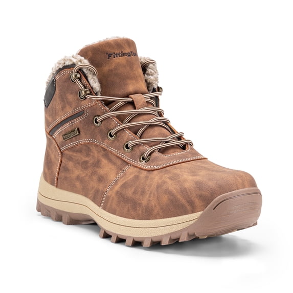 Fittington Mens Wide Snow Boots Slip-Resistant Winter Boots Warm Shoes for Outdoor Hiking (Brown,13 Wide)