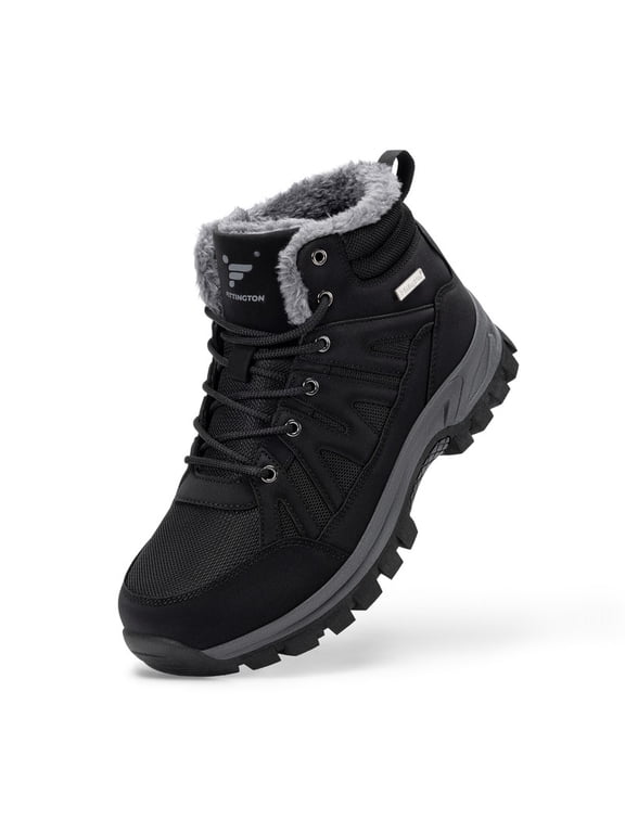 Men's Winter Boots Fleece Lining Warm Snow Boots Non-Slip and Water Resistant Wide Fit Ankle Boots 11 Wide