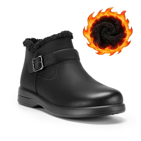 Fittington Womens Winter Boots Ankle Boots with Zippers Womens Booties Fur Warm Lining