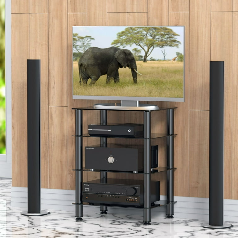 FITUEYES 4 Tier Media Stand for Apple TV Xbox One PS4 Size 23.6x17.9x27.9