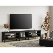 Fitueyes 94 Wood TV Stand for 85-100 TVs, Media Console with Open Shelves for Living Room Bedroom, black