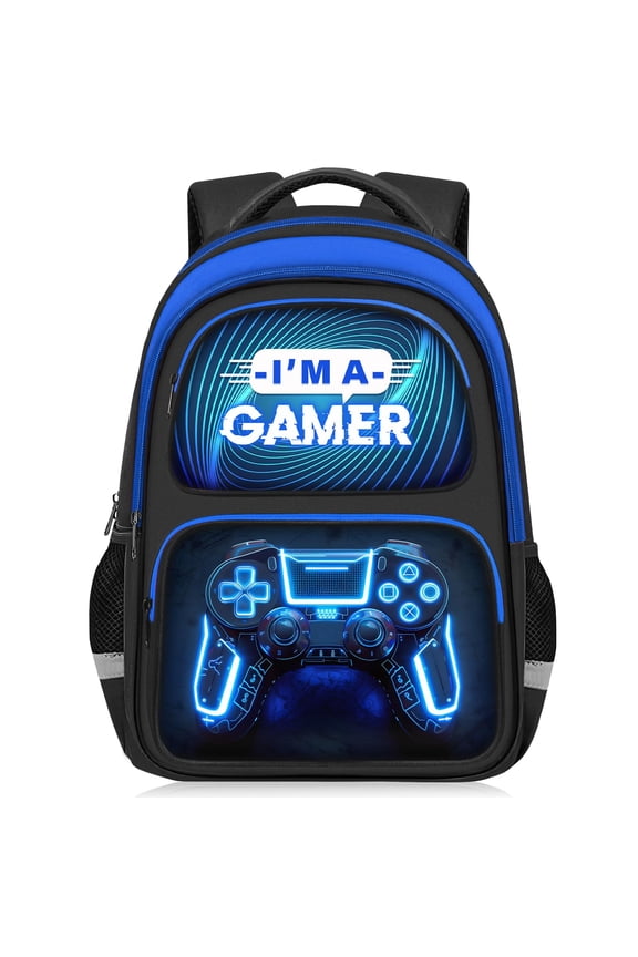 School Backpack for Boys - Gamer Boys Backpack for Kids Children Teens Elementary Middle School - 17″ Video Game Bookbag Travel Back Pack for Age 6-18