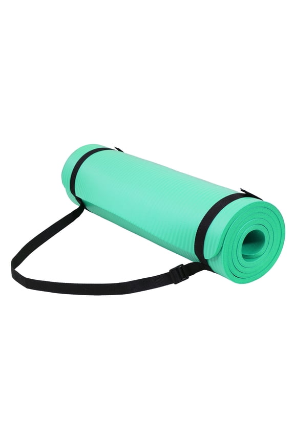 1/2-Inch Thick High Density Exercise Yoga Mat with Carrying Strap, Aqua