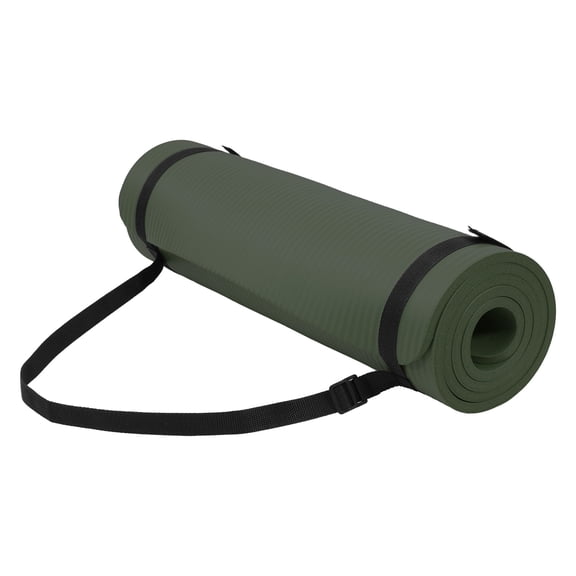 Fitvids 1/2-Inch Thick High Density Exercise Yoga Mat with Carrying Strap, Jasper Green