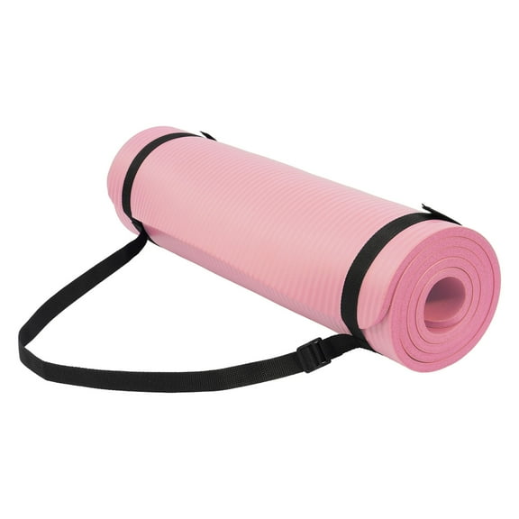 Fitvids 1/2-Inch Thick High Density Exercise Yoga Mat with Carrying Strap, Pale Pink