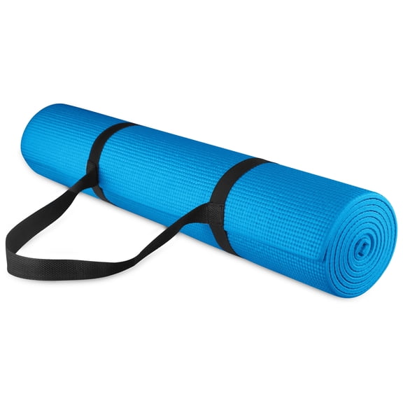 Fitvids 1/4-Inch High Density Thick Non Slip Workout Yoga Mat with Carry Strap, Blue