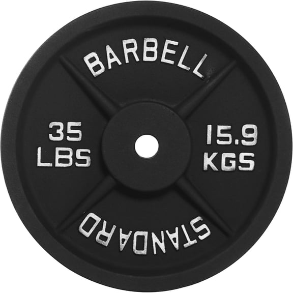 Fitvids 1" Cast Iron Grip Weight Plate, 45 lb Single Olympic Plate for Strength Training