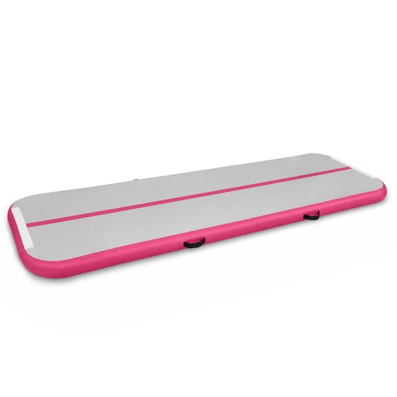 Fitvids 10 Ft Inflatable Gymnastics Mat, PVC Training Air Track Mat w/ Electric Pump, Pink