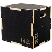 Fitvids 16" x 14" x 12" Wooden Plyometric Box Non-Slip Jump Platform, Black