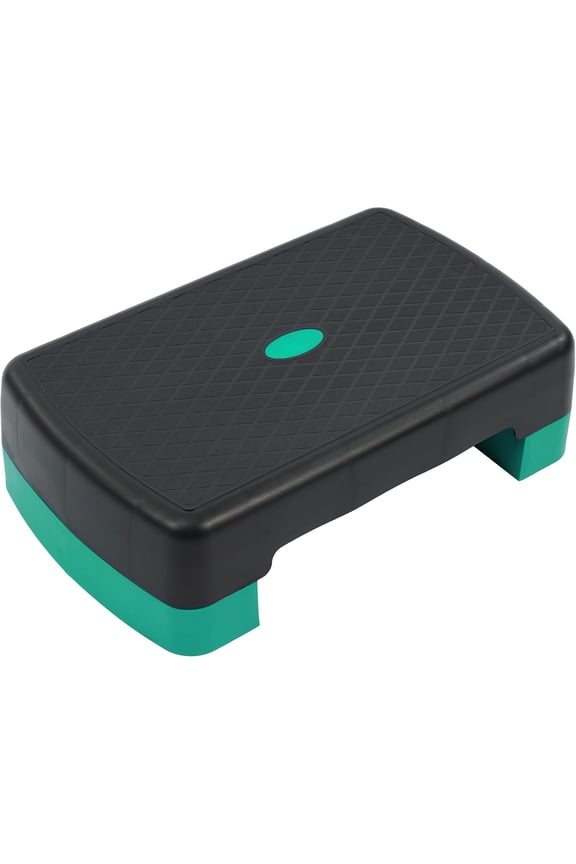 18" Workout Aerobic Stepper Platform, Adjustable Risers, Black/Green