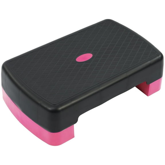Fitvids 18" Workout Aerobic Stepper Platform with Adjustable Risers, Black/Pink