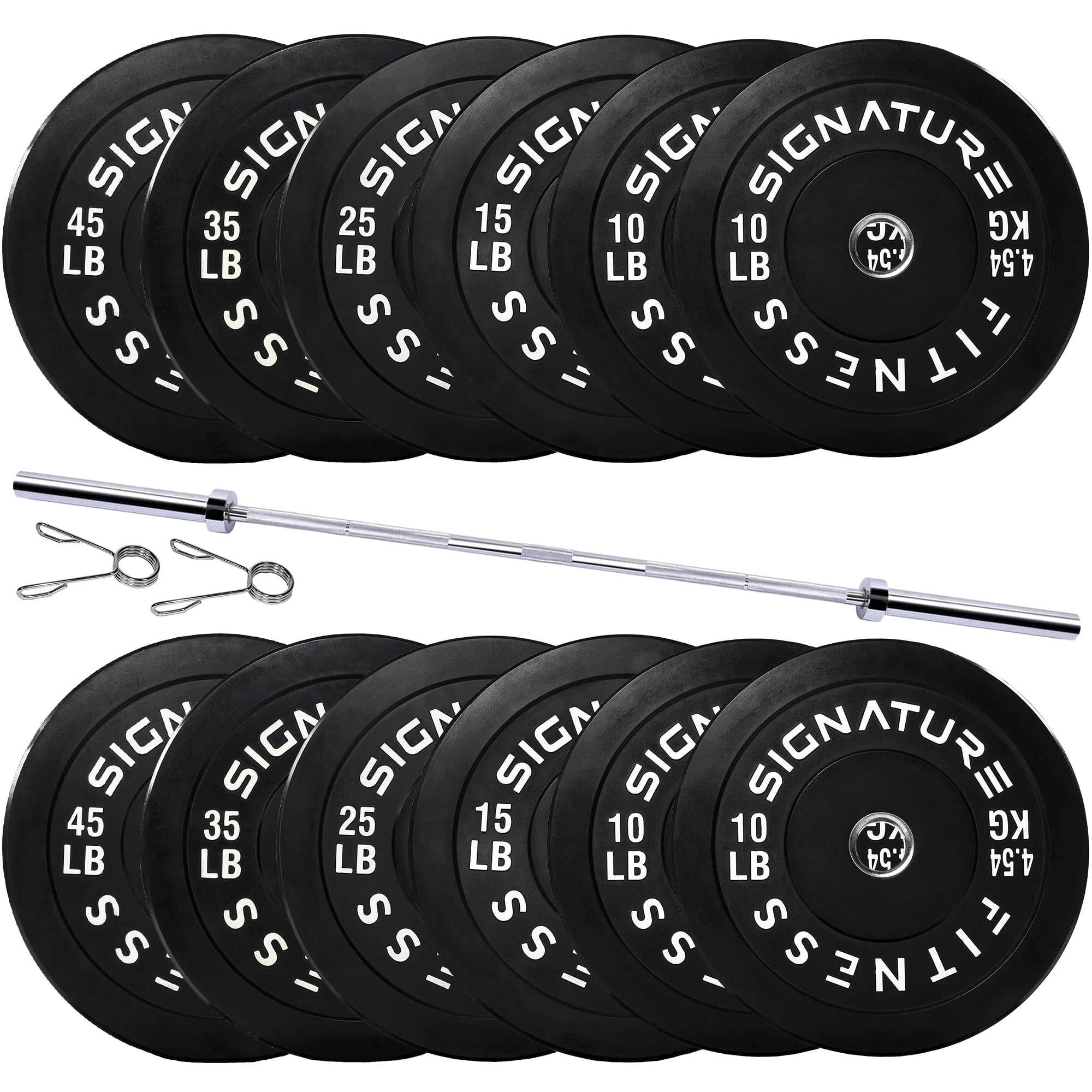 Fitvids 2-Inch Olympic Rubber Weight Plates Sets, Bumper Plates Set with Barbell for Strength Training, 180-390 Lbs Multiple Options