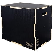 Fitvids 24" x 20" x 16" Wooden Plyometric Box Non-Slip Jump Platform, Black