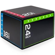 BalanceFrom Foam Plyometric Jump Box with 16”, 20”, and 24” Heights, 10 lbs, Multicolored