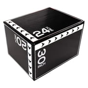 Fitvids 3-in-1 Rotatable Plyometric Jump Box, Jumping Exercise Trainer with Anti Slip Surface & High Density Foam, Fitness Training, Easy to Clean, 20" × 24" × 30", 16LBS, Black/White